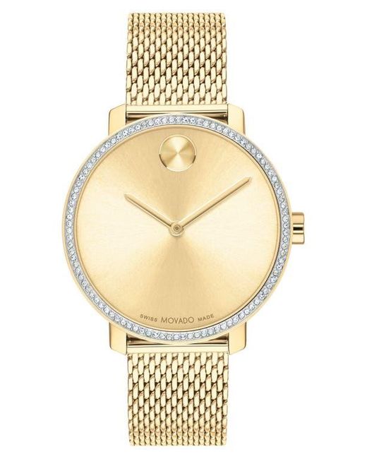 Movado Metallic Bold Museum Dot Mesh Strap Watch, 34Mm
