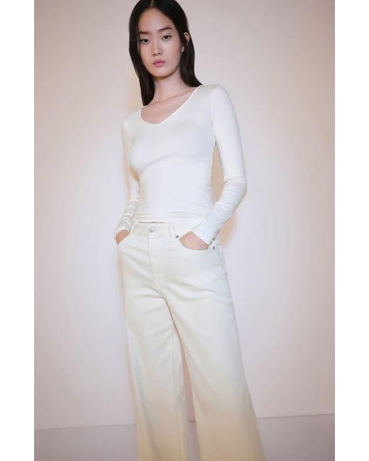 Mango White Wide Leg Corduroy Jeans