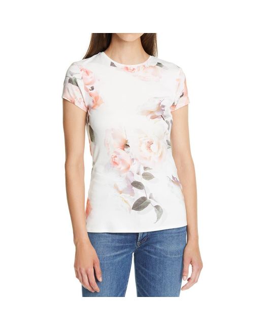 Ted Baker White Chesnot Bouquet Print Fitted T-Shirt