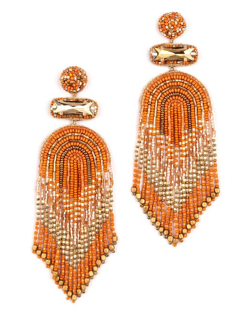 Deepa Gurnani Orange Ishani Beaded Drop Earrings