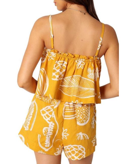 Petal & Pup Yellow Honey Mixed Print Cotton & Linen Drawstring Shorts