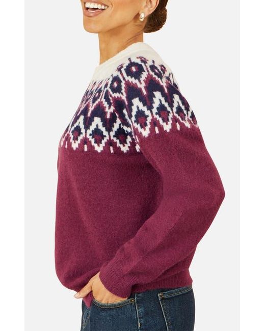 Yumi' Purple Fair Isle Relaxed Fit Knitted Sweater