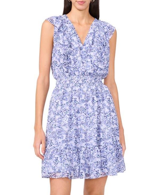 Halogen® Blue Floral Ruffle Detail Sleeveless Dress