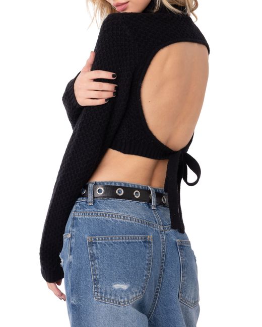 Edikted Black Brynn Open Back Crop Sweater