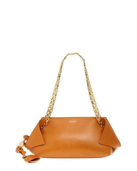 Ferragamo Brown X-Small Folded Leather Shoulder Bag
