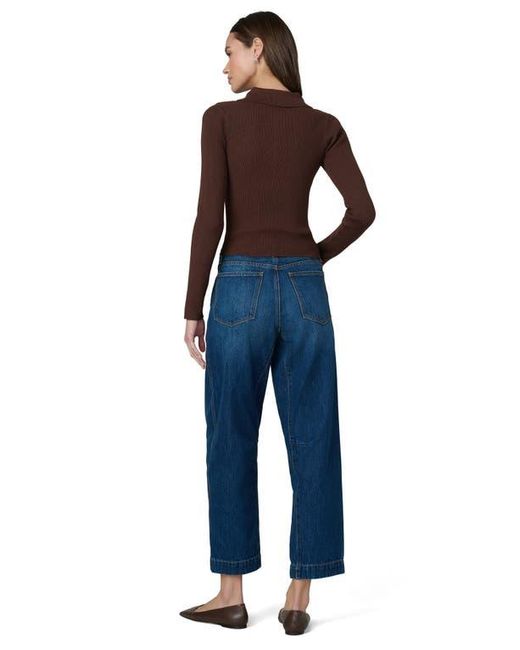 Joe's Jeans Blue The Lisa Crop Rib Polo Sweater