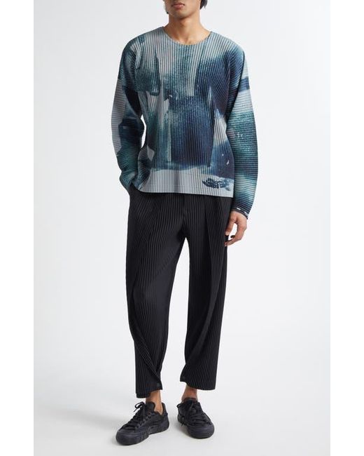 Homme Plissé Issey Miyake Wind Walk Pleated Top in Blue for Men | Lyst