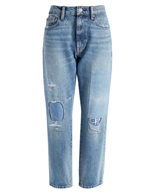 Polo Ralph Lauren Blue Ripped & Repaired Tapered Ankle Jeans