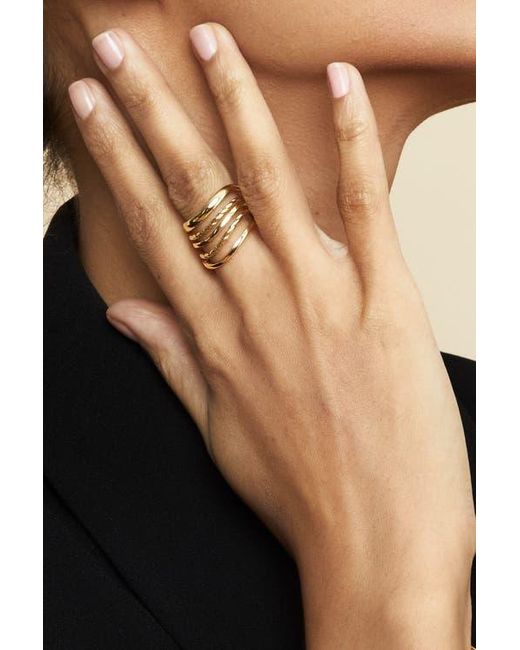 Oradina Metallic Wavy 14K Gold Stack Ring