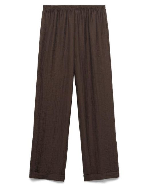 Mango Brown Elastic Waist Lyocell Blend Pants
