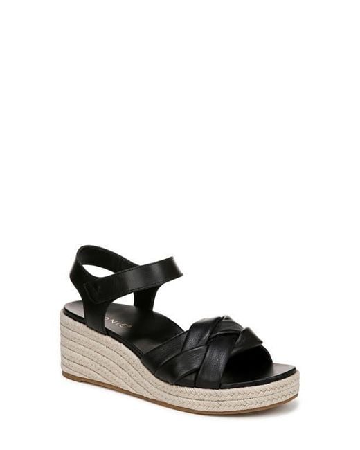 Vionic Black Saratoga Wedge Espadrille Sandal
