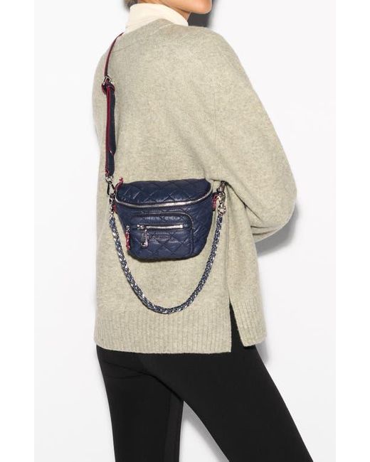 MZ Wallace Black Micro Crosby Diamond Quilted Nylon Sling Bag