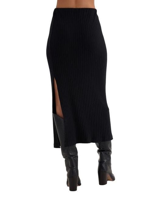 Bella Dahl Black Rib Knit Midi Skirt