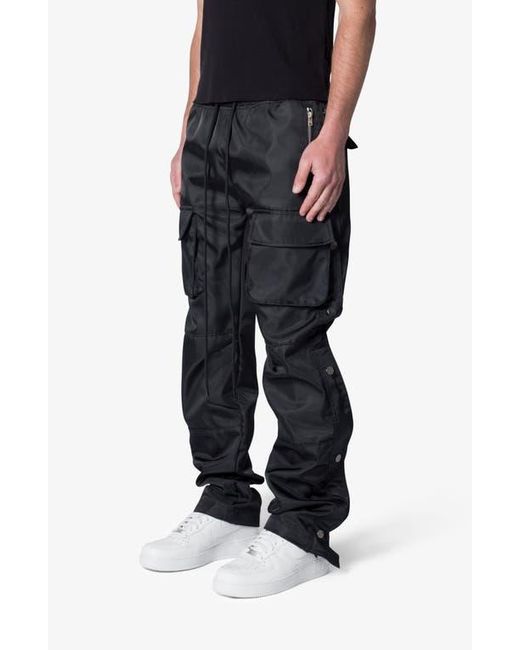 MNML Black Side Snap Nylon Cargo Pants for men