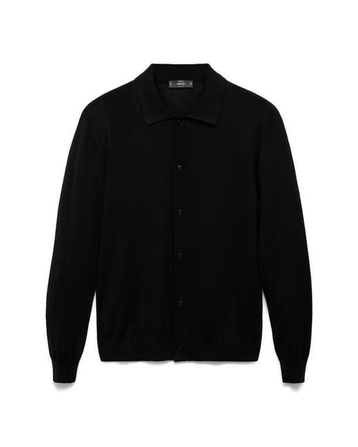 Mango Black Wool Cardigan for men