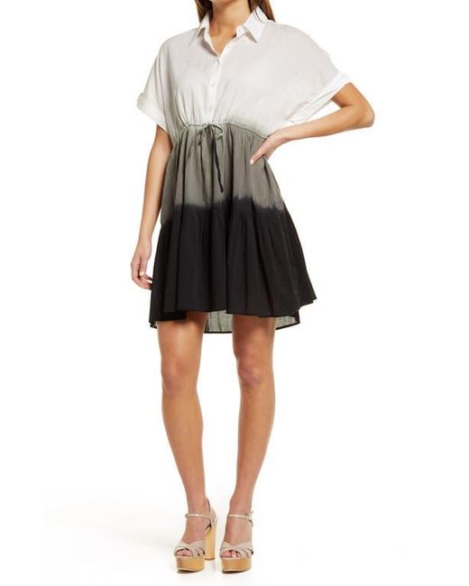 AREA STARS Black Amagansett Ombré Colorblock Cotton Minidress