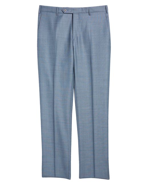 Zanella Blue Parker Classic Wool Sharkskin Dress Pants for men