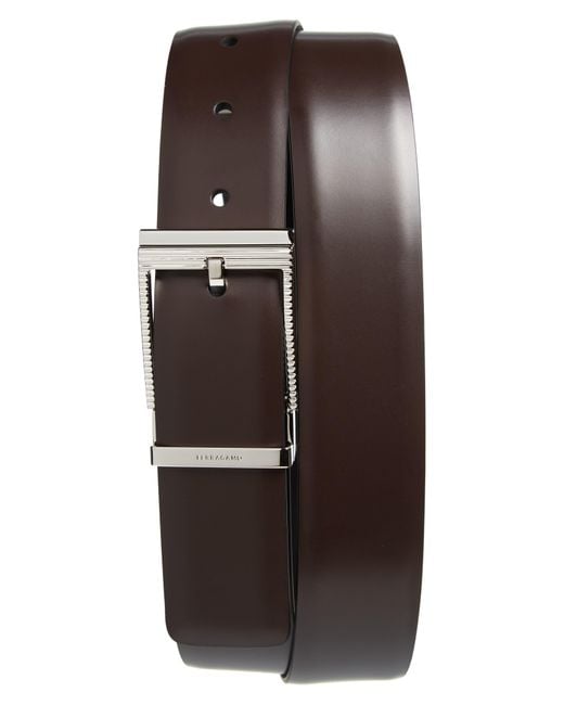 Ferragamo Brown Reversible Leather Belt for men