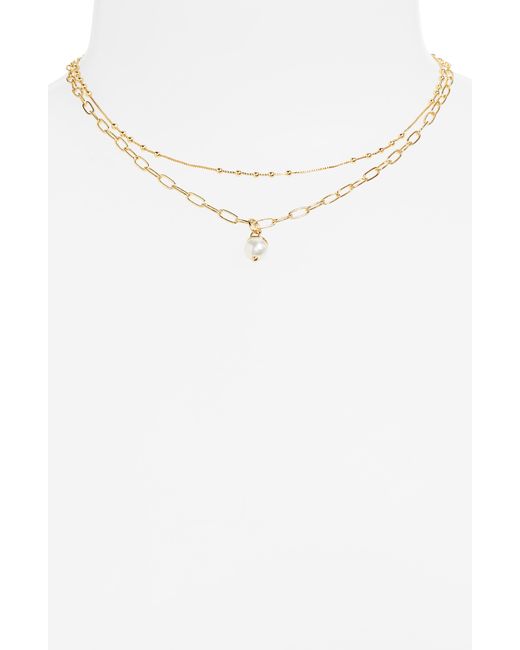 BP. White Genuine Pearl Layered Necklace