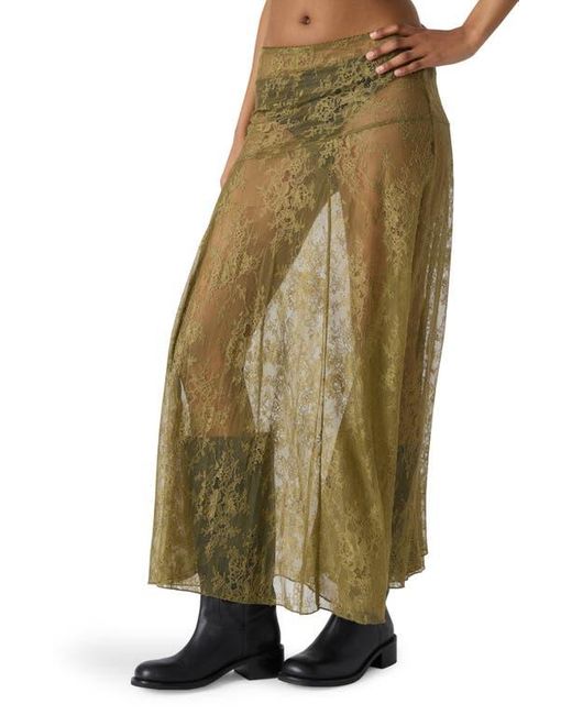Steve Madden Green Veera Lace Maxi Skirt
