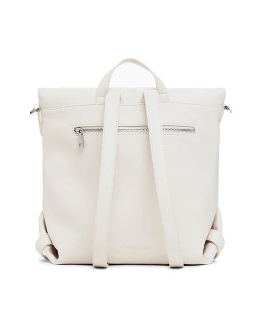Desigual White Medium Faux Leather Backpack