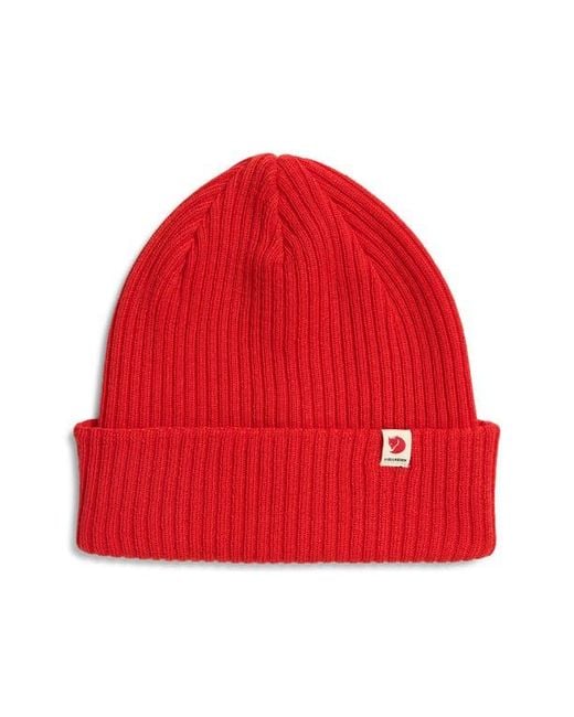 Fjallraven Orange Ribbed Performance Beanie for men