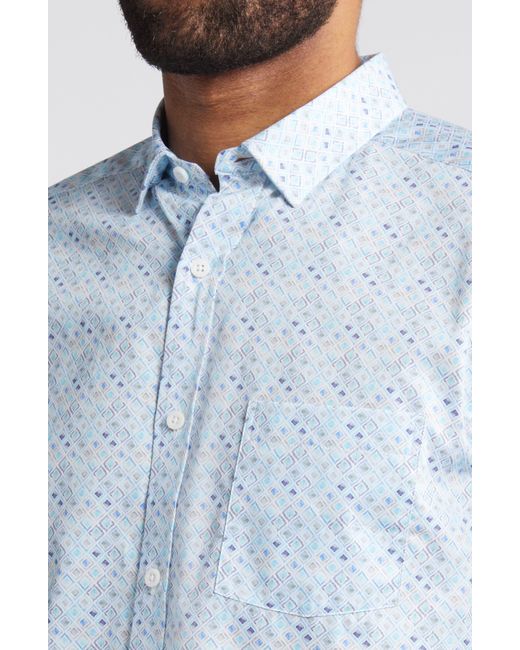 Johnston & Murphy Blue Diamond Print Cotton Button-up Shirt for men