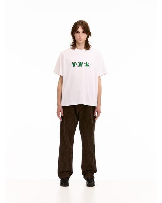 vowels White Overall Tee for men
