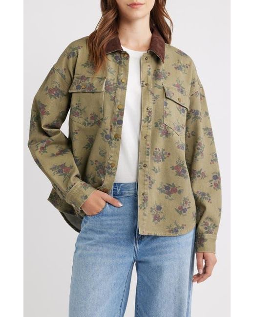 Thread & Supply Brown Leopard Print Cotton Denim Shacket
