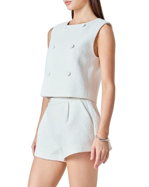 Endless Rose White Double Breasted Crop Top