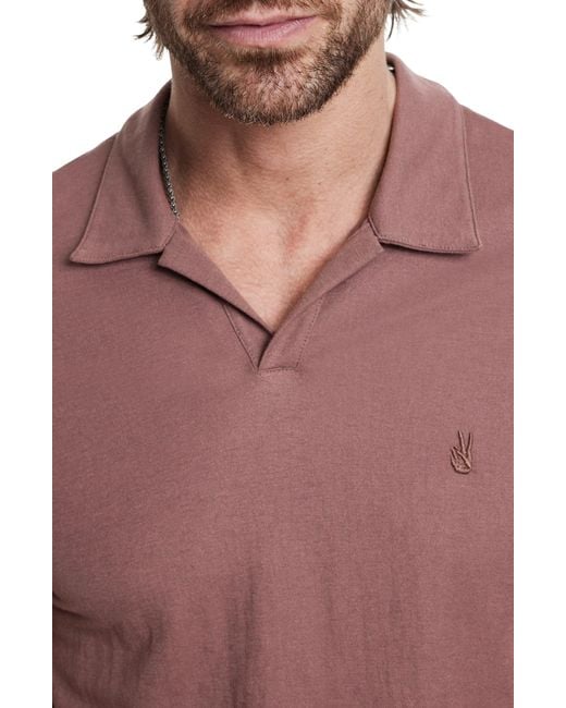 John Varvatos Purple Leroy Johnny Collar Solid Piqué Polo for men