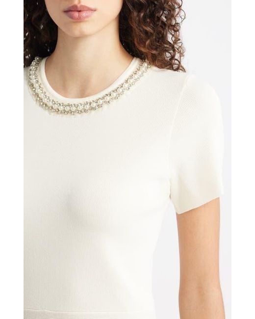 Julia Jordan Women's White Embellished Knit Fit & Flare Dress