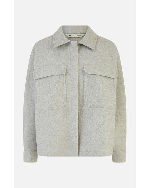 Yumi' Gray Textured Finish, Patch Pockets Shacket