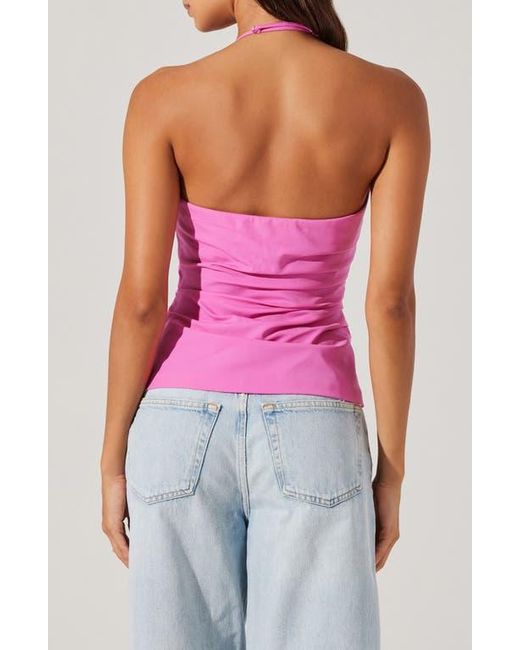 Astr Red Mel Side Ruched Halter Top