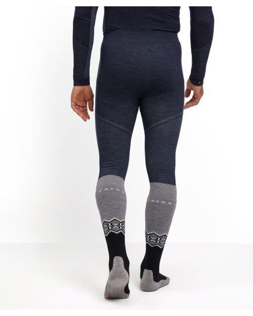 Falke Blue Wool Tech 3/4 Trend Base Layer Bottom for men