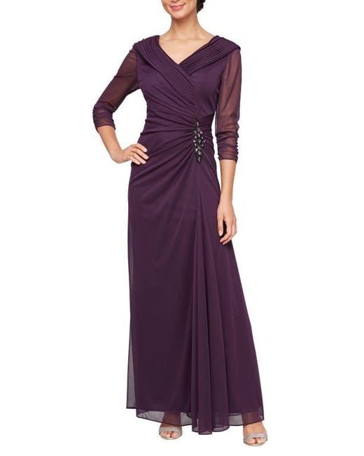 alex evenings portrait collar mesh dress Alex Evenings 8134311 Long Formal Evening Dress – The Dress Outlet