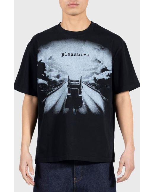 Pleasures Black Truck Heavyweight Graphic T-Shirt for men