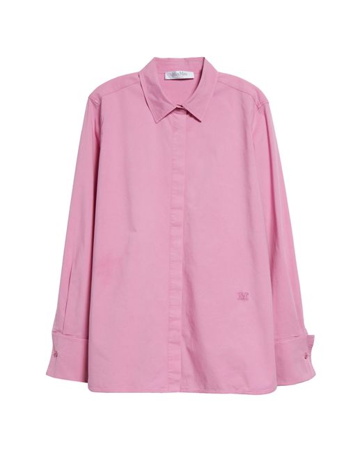 Max Mara Pink Francia Cotton Stretch Poplin Button-up Shirt