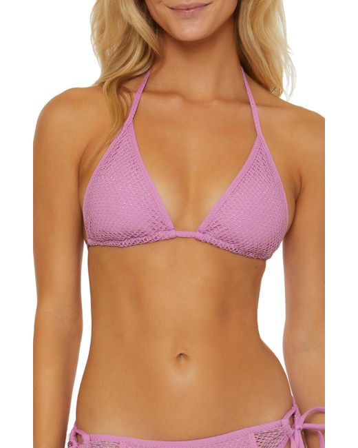Becca Purple Network Metallic Triangle Mesh Bikini Top