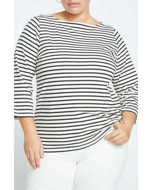 UNIVERSAL STANDARD Black Belle Breton Stripe Top