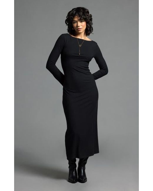 WEEKEND LOS ANGELES Gray Angelina Long Sleeve Rib Maxi Dress
