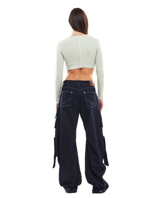 MOTHER OF ALL Blue Rae Denim Cargo Pants