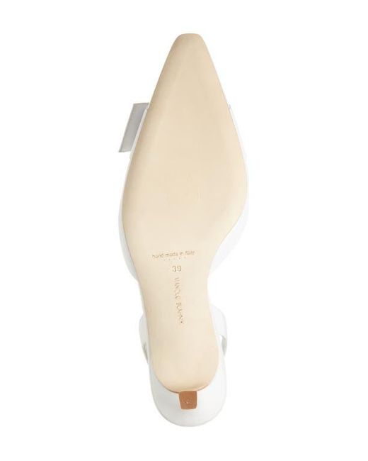 Manolo Blahnik White Gibsli Buckle Slingback Pump