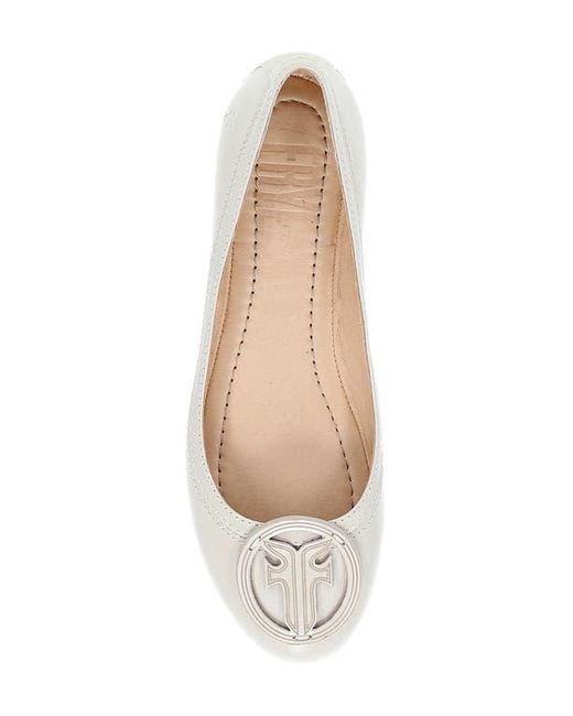 Frye White Carson Logo Ballet Flat