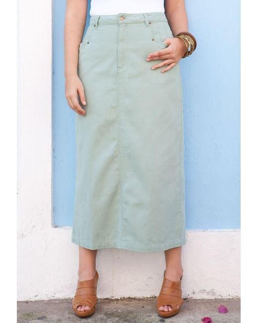 Jessica London Blue Classic Cotton Denim Midi Skirt