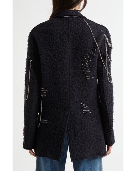 ジャケット BOUCLE VIRGIN WOOL BLAZER Vtg 80s New Wave Variegated Black White Boucle Wool Tweed