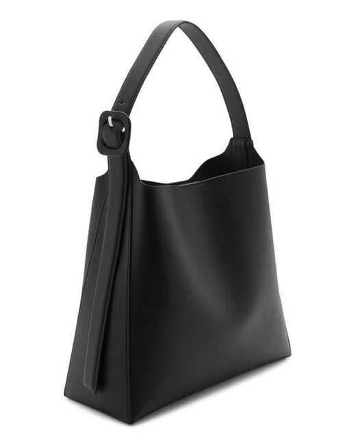 Mango Black Buckle Faux Leather Shopper Bag