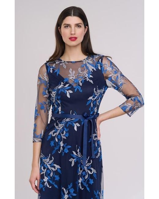 JS Collections Blue Stefania Ankle Gown