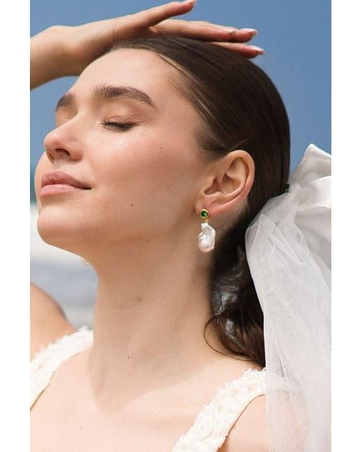 Classicharms White Skyler Freshwater Baroque Pearl Drop Earrings