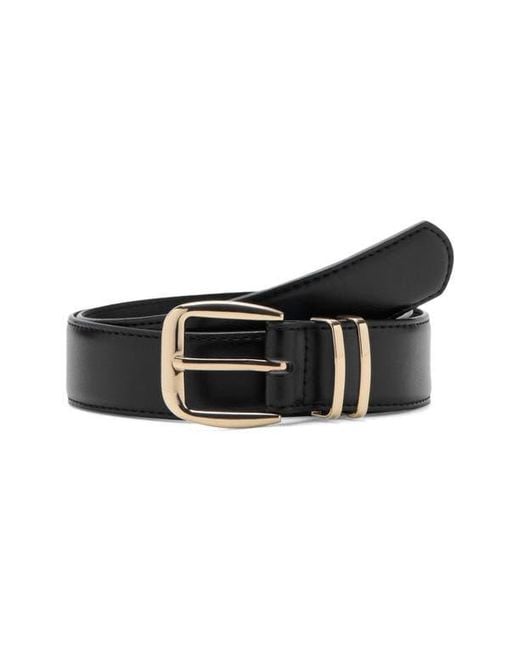 Mango Black Square Buckle Belt